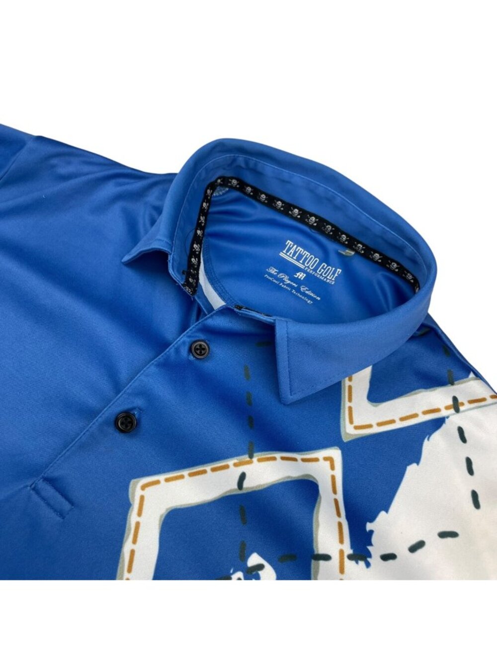 Tattoo Golf Men's Performance S/S Golf Polo Shirt Blue/White • Medium